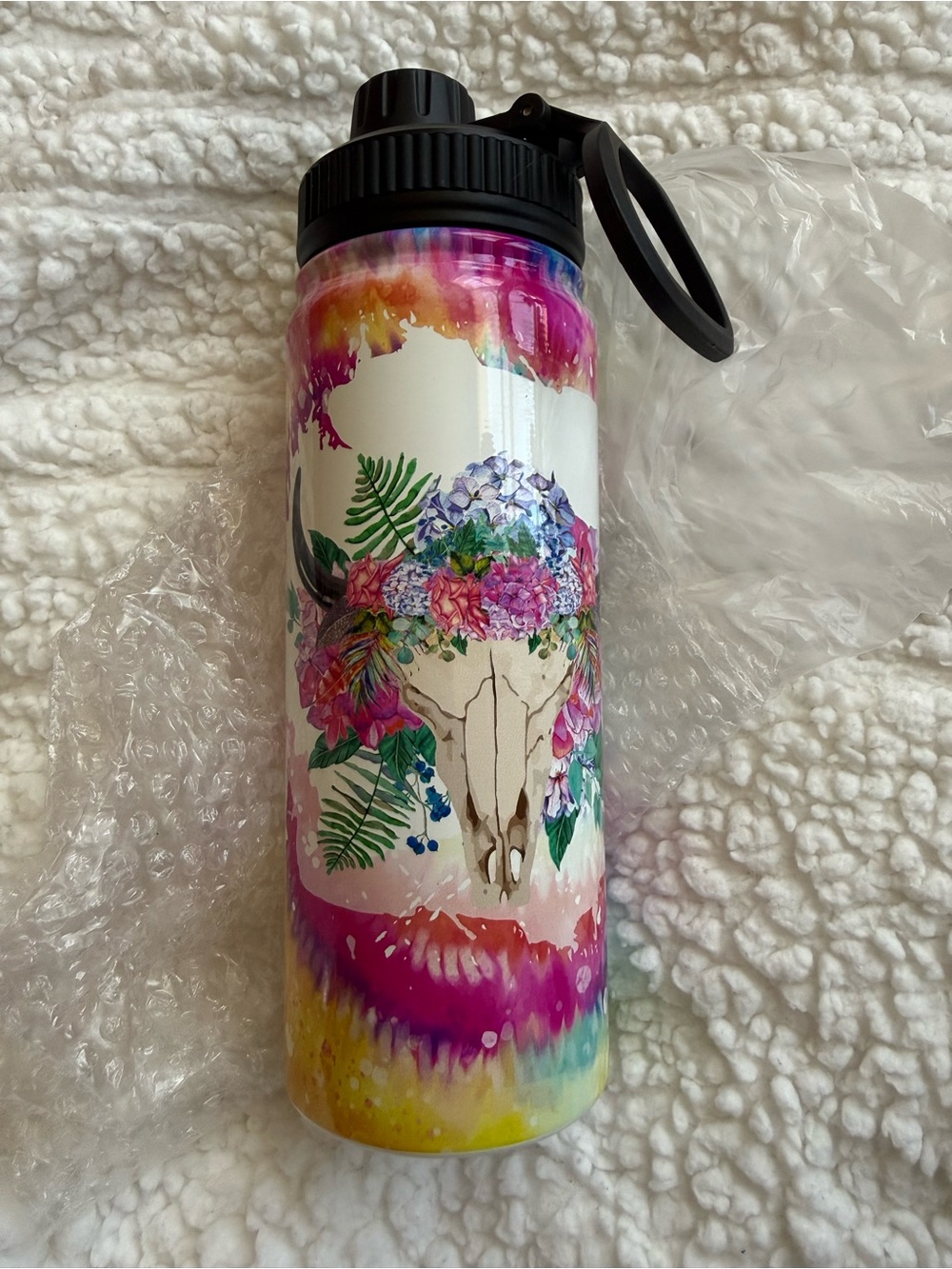 Floral Skull Insulated Water Bottle - Multicolor
